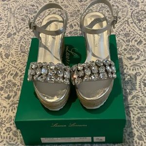 Girls just want to have fun! Lauren Lorraine silver chandler espadrilles. New